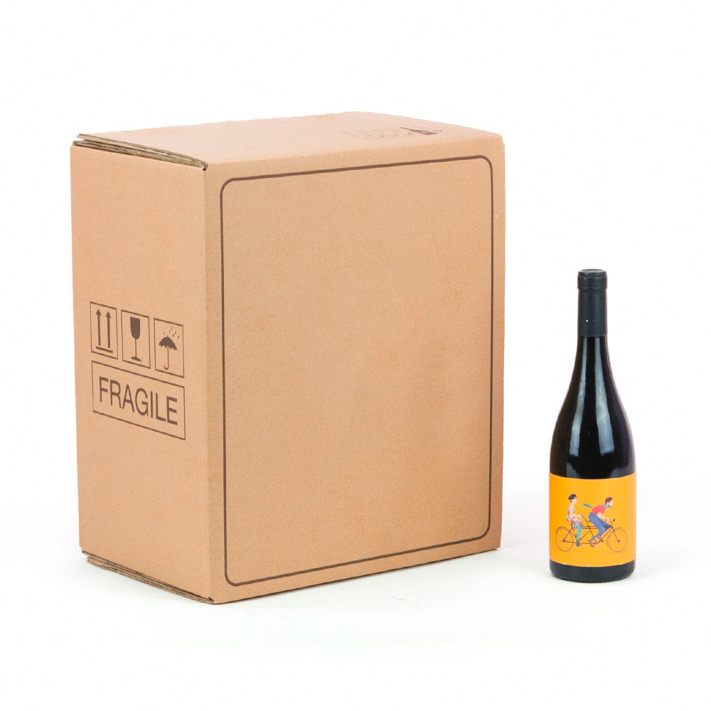 Caja para 6 Botellas de Vino - Cartón AB Kraft con Separador